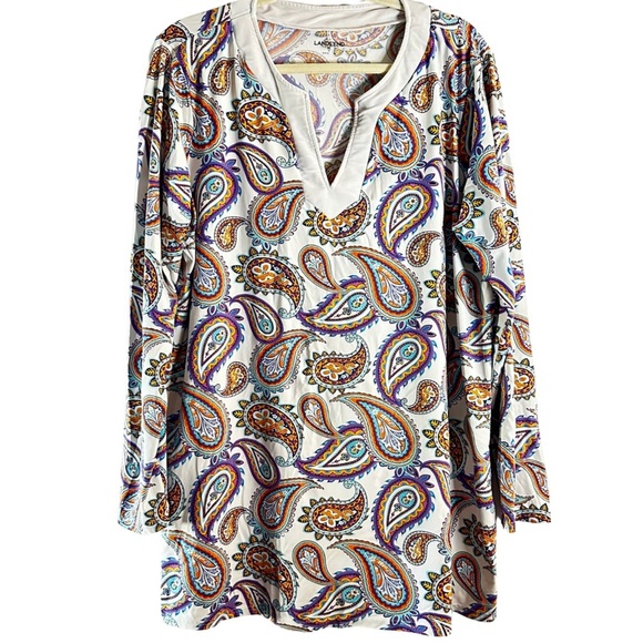 Lands' End Tops - Lands’ End Paisley Print Long Sleeve Tunic Top XL (18) Multicolor